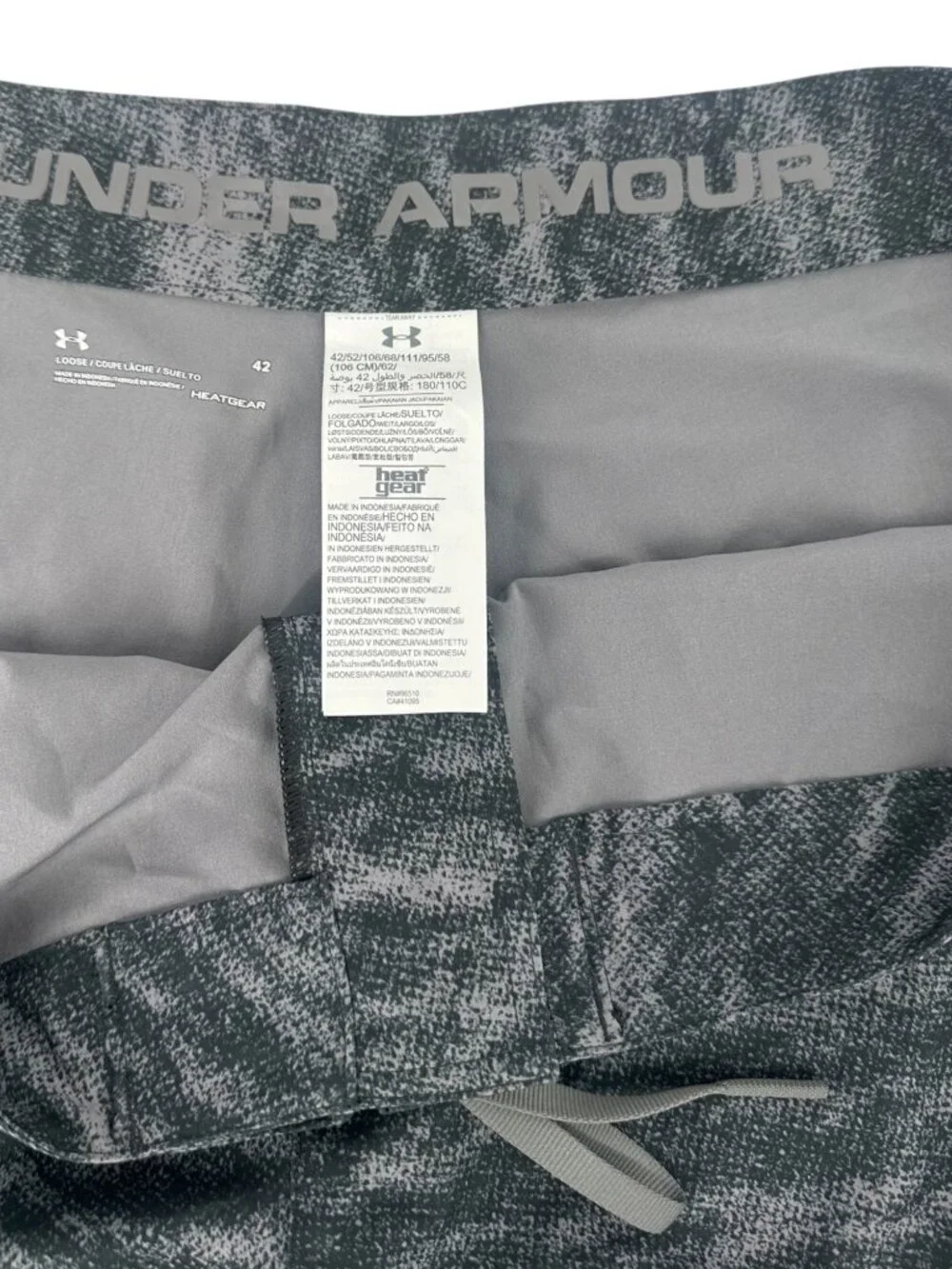 Under Armour HeatGear Men’s Gray Camo Board Shorts 42 Swim Trunks Beachwear NWOT